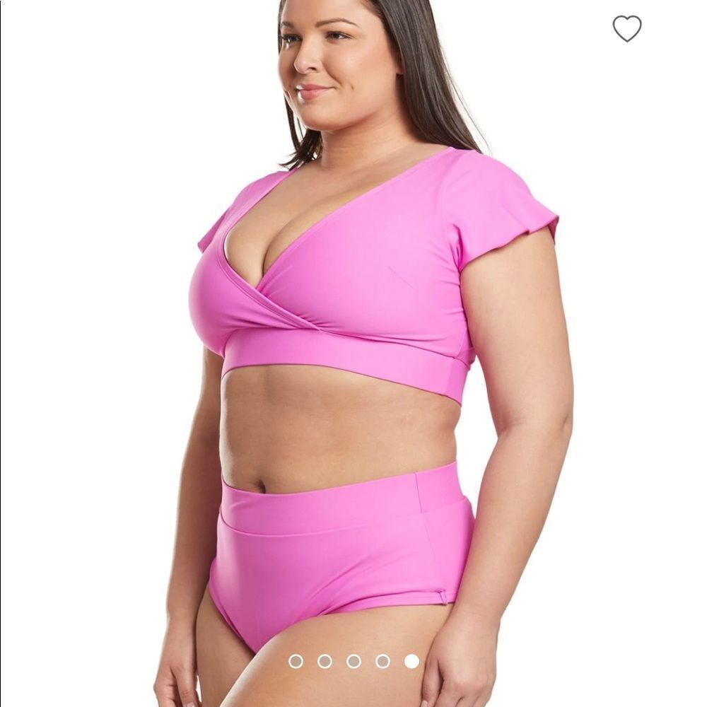 ALPINE BUTTERFLY Lover High Waisted Bikini Bottom 2X and Top 3X Magenta Pink